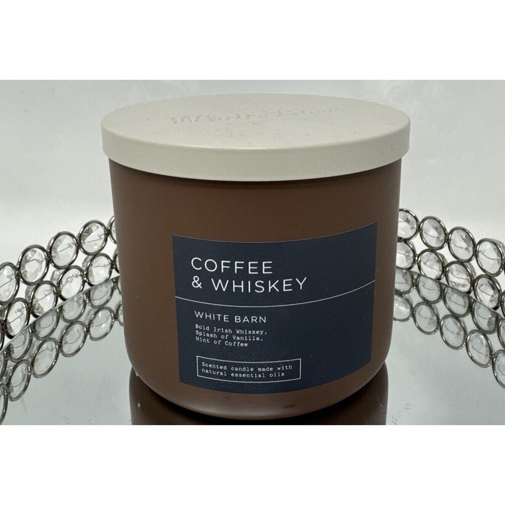 White Barn Bath & Body Works COFFEE & WHISKEY Scented 3-Wick Candle 14.5oz